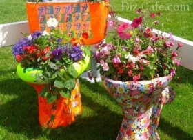 Клумбы из старой сантехники
