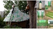 Крыша дома из пластиковых бутылок